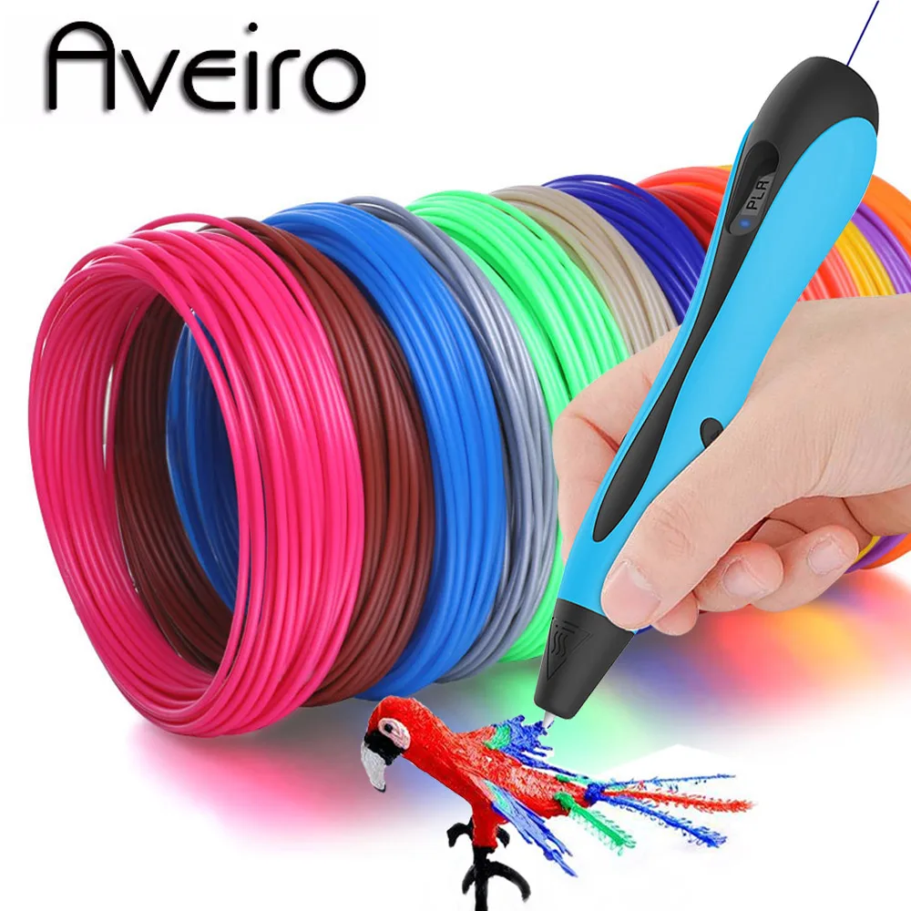 Aveiro 3D Pen LED Screen DIY 3 D Printing Pens Set 100m PLA/ABS Filament Creative Toy Gift For Kids Design Drawing