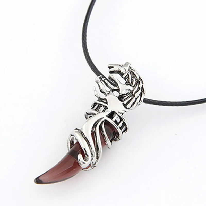 2018 Европейская американская мода Винтаж Сплав волчьи клыки Кристалл кожаный