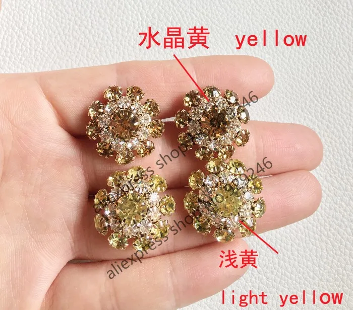 2 шт./лот 23 мм светло желтые зеленые белковые кристаллы со стразами золотые