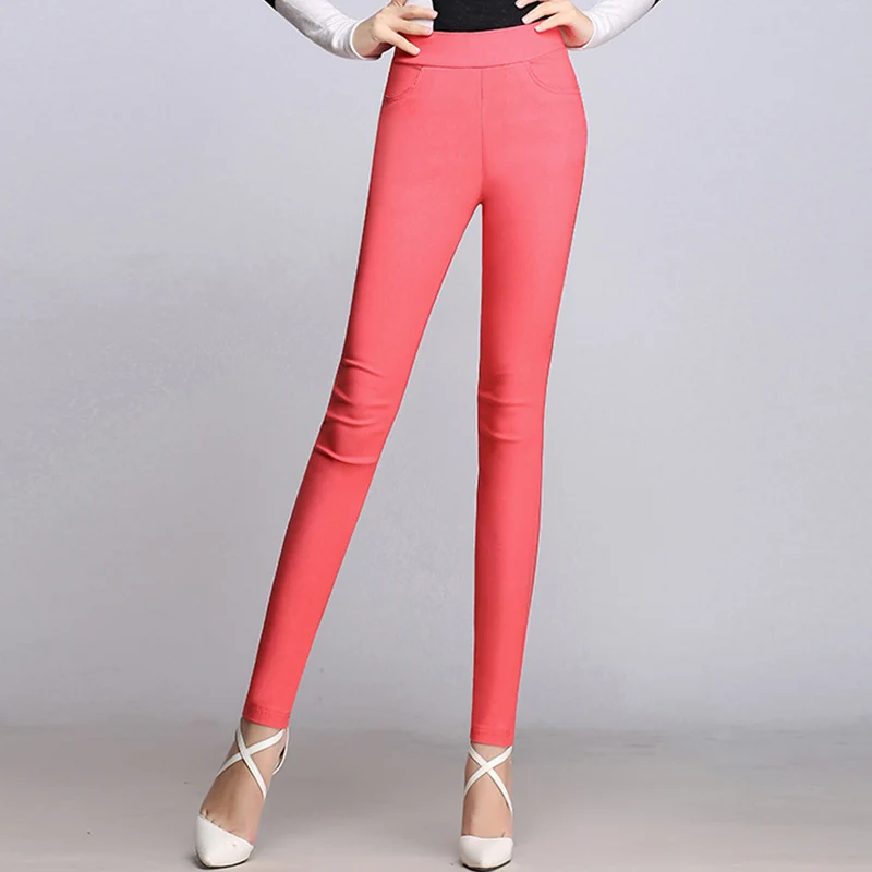 Штаны яркого цвета женские высокие эластичные леггинсы 2019 черные синие белые