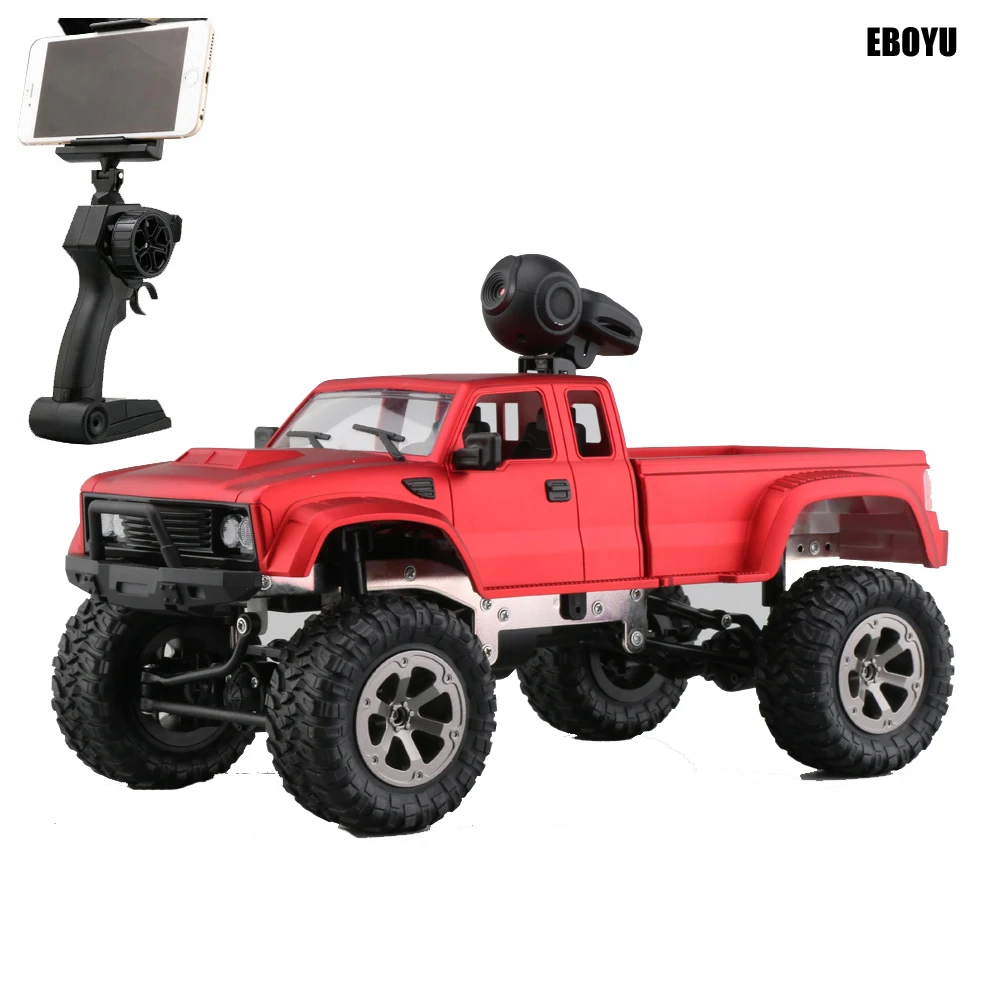 EBOYU FY002A+ WiFi 2,4 Ghz 1/16 4WD снег шины грузовик внедорожник RC грузовик с передний светильник WiFi FPV 0.3MP камера военный грузовик RTR