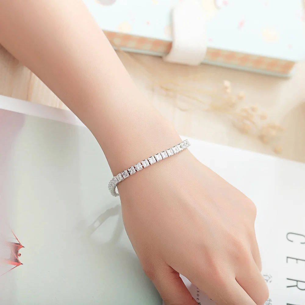

MNWT New Fashion Cubic Zirconia Tennis Bracelet & Bangle Pulseras Mujer Bracelets For Women Bridal Wedding Jewelry Gift