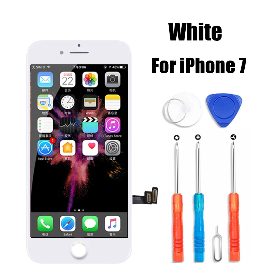 Качественный ЖК-дисплей PINZHENG AAAA для iPhone 5S, 8, 6, 6 S, 7, ЖК-экран, 3D сенсорный экран для iPhone 6, 6 S, дисплей с инструментами - Цвет: White For iPhone 7