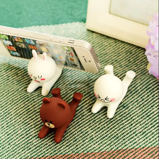 2 шт./лот симпатичный мультяшный кролик коричневый Медведь Хлеб держатель для iPhone