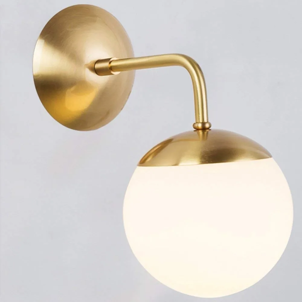 

Copper Glass Ball Wall Lamp, Magic Bean Globe Brass Wall Light Sconce for Restaurant, Bathroom, Mirror Headlights Bedside