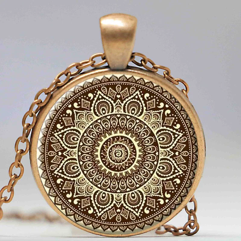 Ожерелье из стекла и кабошона для йоги бронзовое серебряное ожерелье женщин