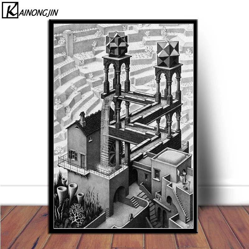 004 Плакат Escher Surreal геометрические плакаты и принты Холст Живопись стены Искусство картина для гостиной украшение дома - Цвет: 004