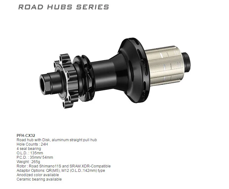 

Powerway CX32 Cycle Cross hub for cyclocross wheel or graval bike wheelset straight pull aluminum disc brake Hub 400g