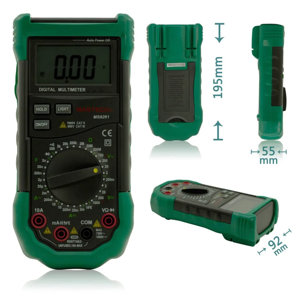 MASTECH MS8261 цифровой мультиметр AC/DC V/A Тестер Сопротивления|digital multimeter|tester metermastech ms8261