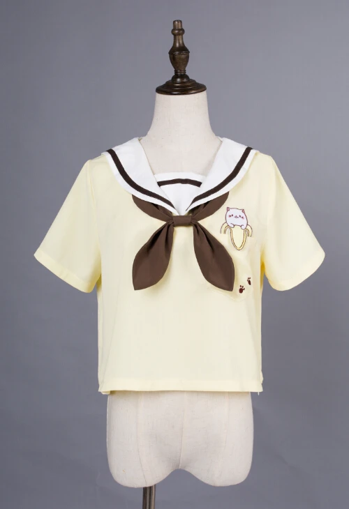 

Cosplay Banana Cat Sailor suit Tender yellow Japanese Anime School uniform