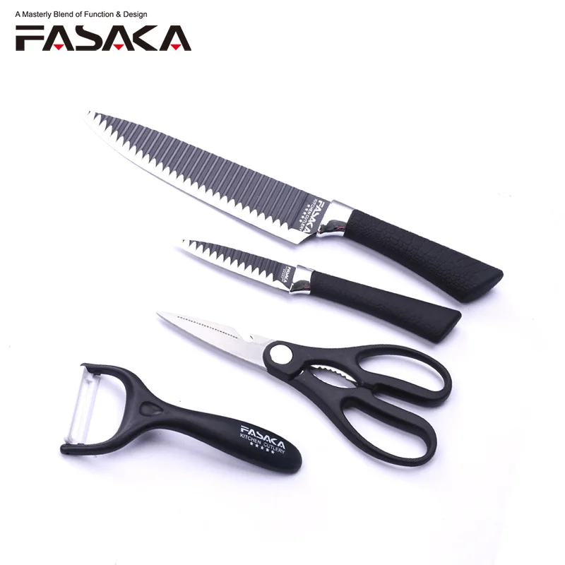 FASAKA Нержавеющая сталь Кухня ножей 4 шт. Ножи комплект с 8 ''дюймовый шеф-повар 3