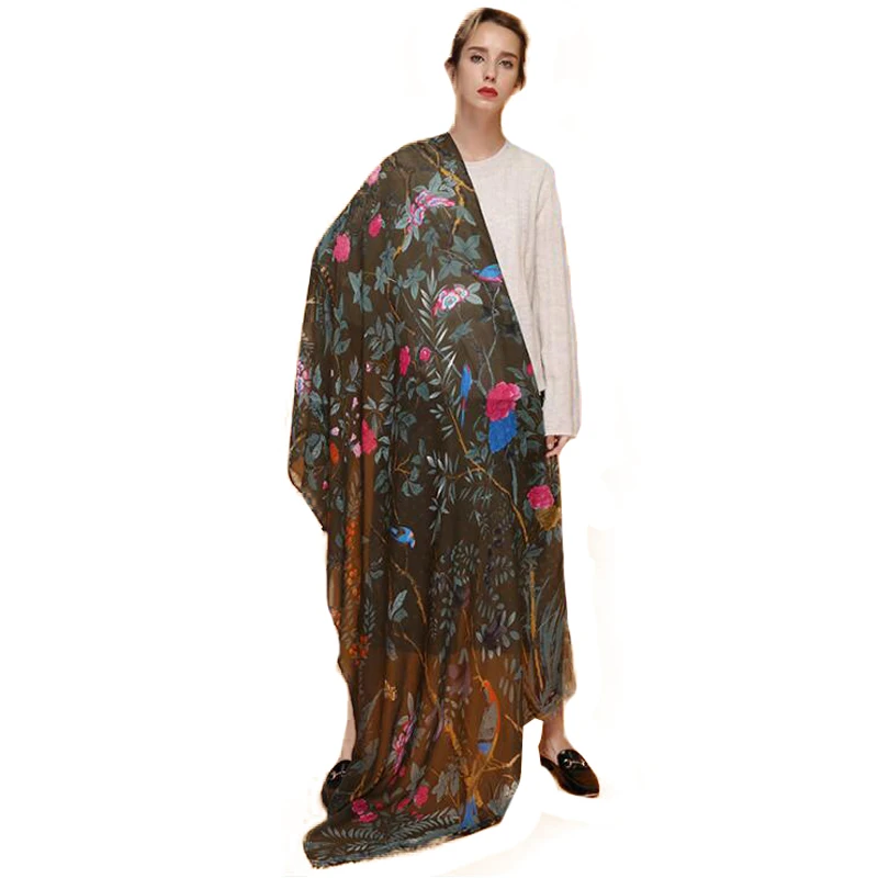 Женский шарф из хлопка и льна FS с принтом животных большой хиджаб пашмины