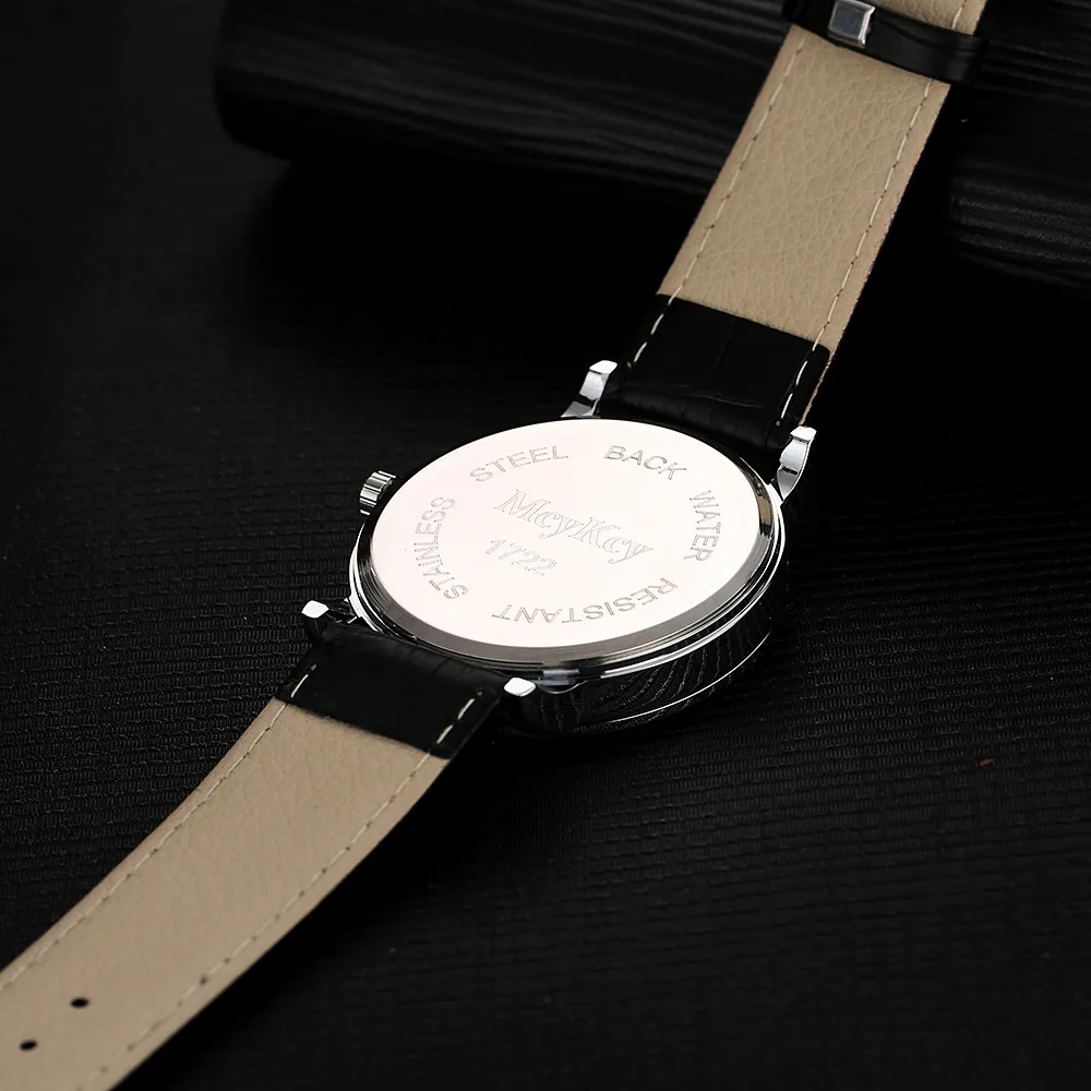 McyKcy военные кожаные водонепроницаемые кварцевые аналоговые армейские мужские