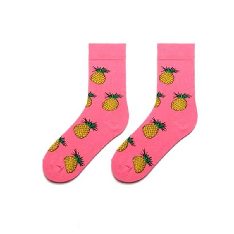pineapple CHAOZHU бренд весенние мужские и женские Мультяшные модные Необычные носки яркие фрукты/Животные Потрясающие Свадебные кальцитовые носки - Цвет: pineapple