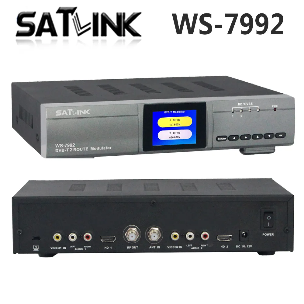 HD dvb t moudulator 2 маршрут DVB T кодировщик модулятор AV два маршрутизатора Satlink WS 7992
