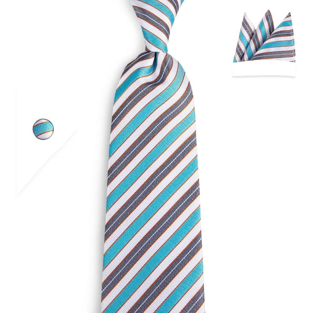 DiBanGu 2019 новый дизайнерский синий серый полосатый мужской галстук Hanky запонки 8 см