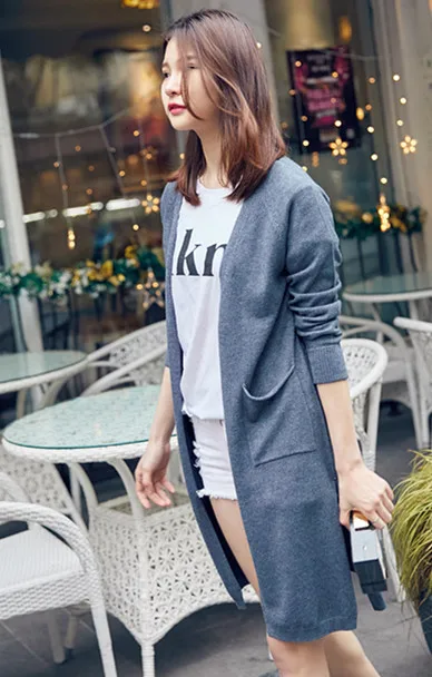 Темно-серый YUNSHUCLOSET, дизайн, кашемировый кардиган, кардиган с отворачивающимися рукавами, высокое качество - Цвет: Темно-серый