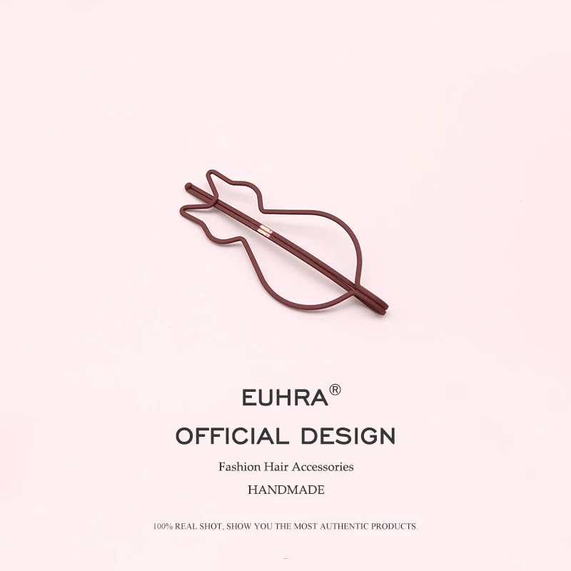Wine Red 2 шт. EUHRA модный металлический милый маленький кот в форме заколки для волос разноцветная шпилька для волос Skullies Волосы Когти инструмент для укладки волос - Цвет: Wine Red