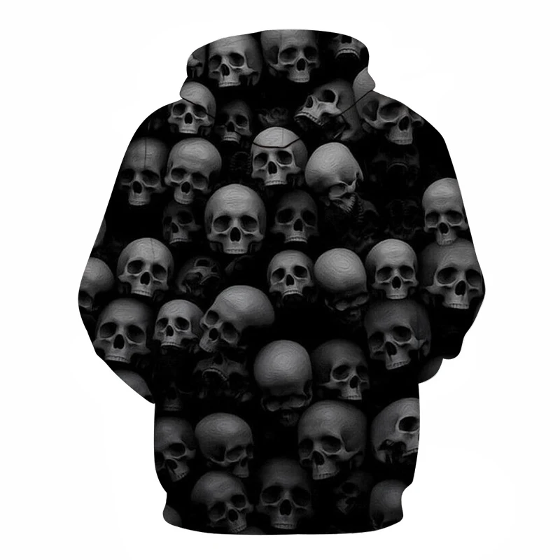 Мужские толстовки с капюшоном Skulls 2018 черная толстовка 3D принтом Осенняя