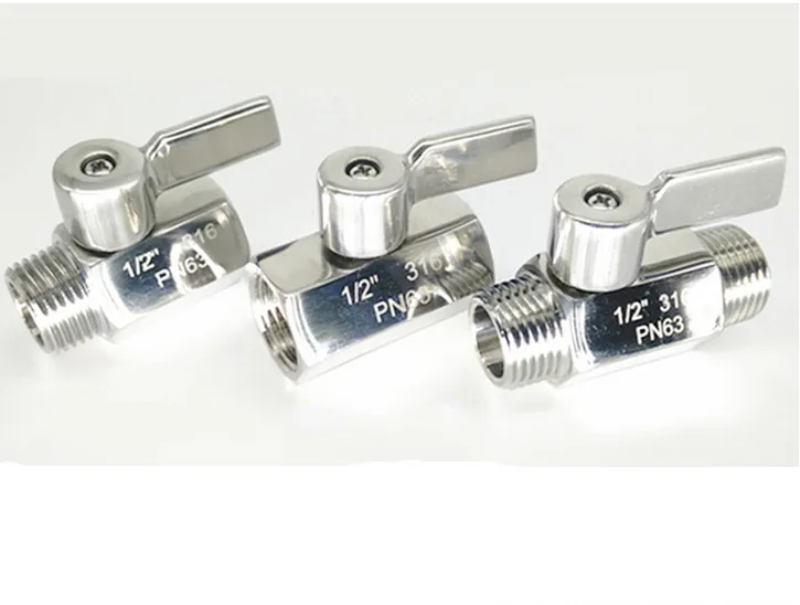 304 нержавеющая сталь двойной внутренний и наружный провод мини шаровой клапан