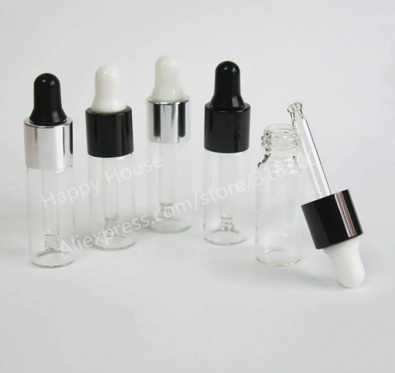 500 x 5ml Transparent Empty Refillable Glass Dropper Bottle 
