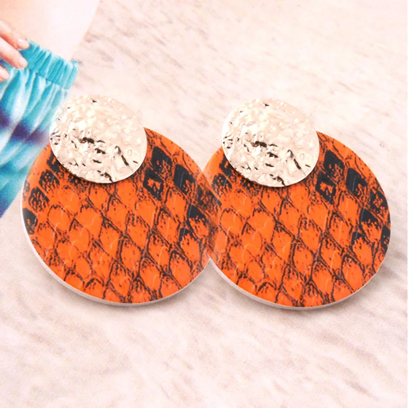 snake orange NeeFu WoFu точка флуоресцентная кожа серьги с тигром змея медь для женщин Brinco Oorbellen модные ювелирные изделия оптом - Окраска металла: snake orange