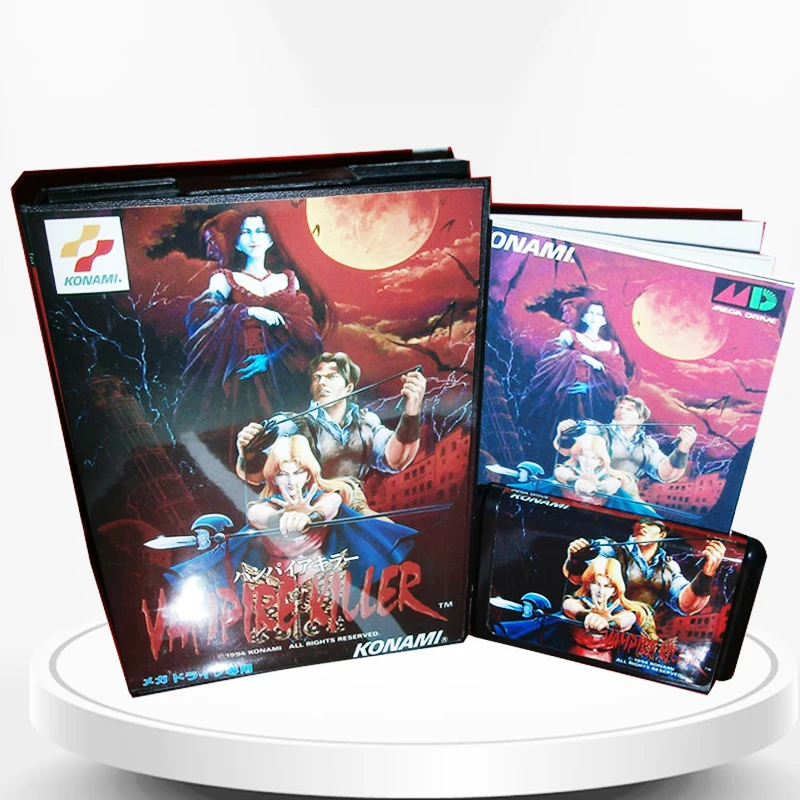 Обложка для видеоигр Vampire Killer Japan с коробкой и руководством консоли MD MegaDrive Genesis 16