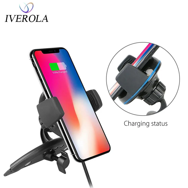 Univerola автомобиля Qi Беспроводной Зарядное устройство для iPhone XS Max X 8 7 быстрой