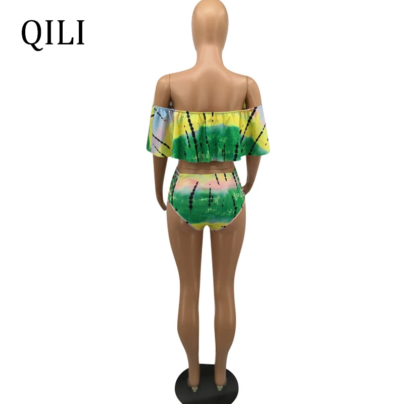 QILI Женский комплект из двух предметов пляжный боди с принтом комбинезон