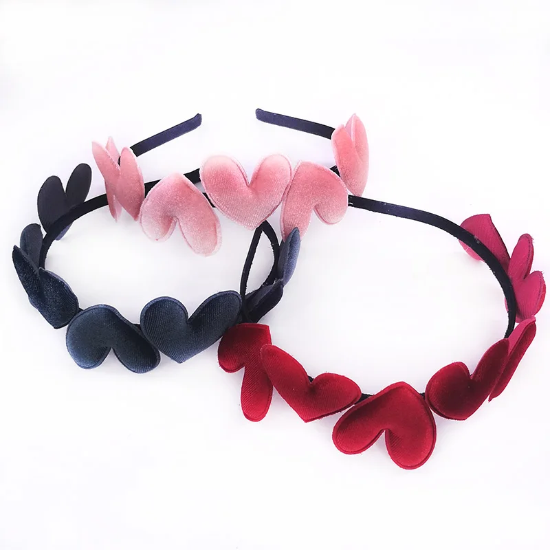 GZhilovingl Summer Girls Princess Velvet Heart Hairband Headband Kids Infant Childs Habdmade Hair Accessories Tiara Party Gifts | Детская