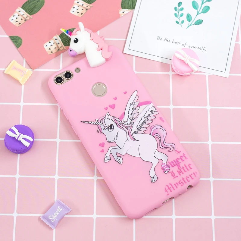sFor Coque Huawei P Smart Case 3D Cartoon Cat Panda Soft Silicon TPU Back Cover Etui For Enjoy 7S 7 S Huwawei Psmart |