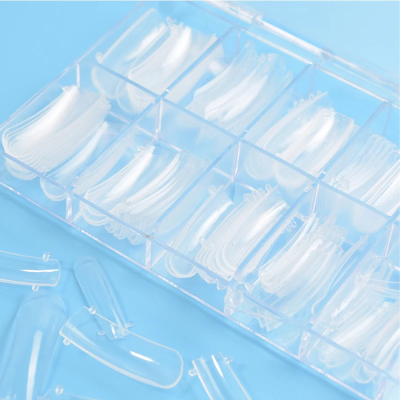 100pc/set Transparent Jelly Poly Gel False Nail Tips Model Form for Full Cover Art Mold Fake Nails Extension 50g | Красота и здоровье