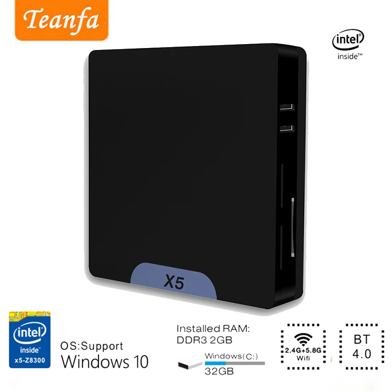 Мини Смарт ПК Atom x5-Z8350 процессор Windows10 и Android ТВ коробка 2 ГБ 32 Bluetooth 4 0 1000 м LAN 4G WiFi