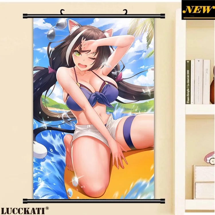 40X60 см принцесса подключения re dive Kyaru животное ухо бикини хвост попка Сексуальная лоли камушки Мультфильм Аниме прокрутки холст живопись плакат
