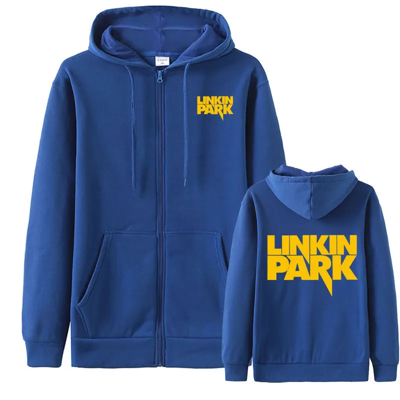 Лидер продаж осень Linkin Park напечатаны модные мужские толстовки Мужская и Женская куртка Свитшот флисовый обычный на молнии пальто - Цвет: blue yellow