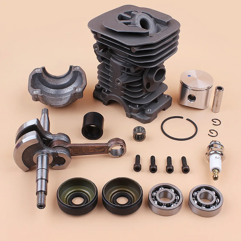 40mm Piston Cylinder Crankshaft Crank Bearing Oil Seal Engine Kit for HUSQVARNA 136 137 141 142 Gas Chainsaw Spares 530069941
