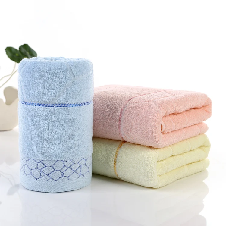 cotton bath towels for adults confortable Best selling border solid color soft feeling 70x140cm 100% towel | Дом и сад