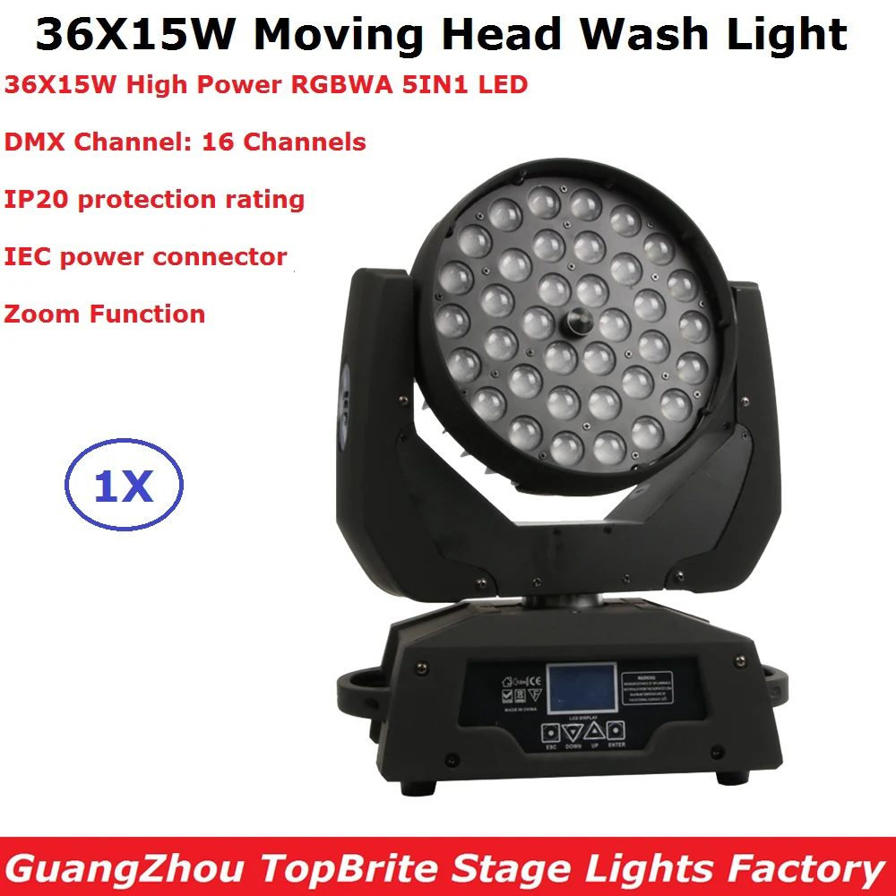 LED 36X15W RGBWA 5в1 Wash/Zoom огни DMX512 движущиеся фары Профессиональный Dj Бар для вечеринки