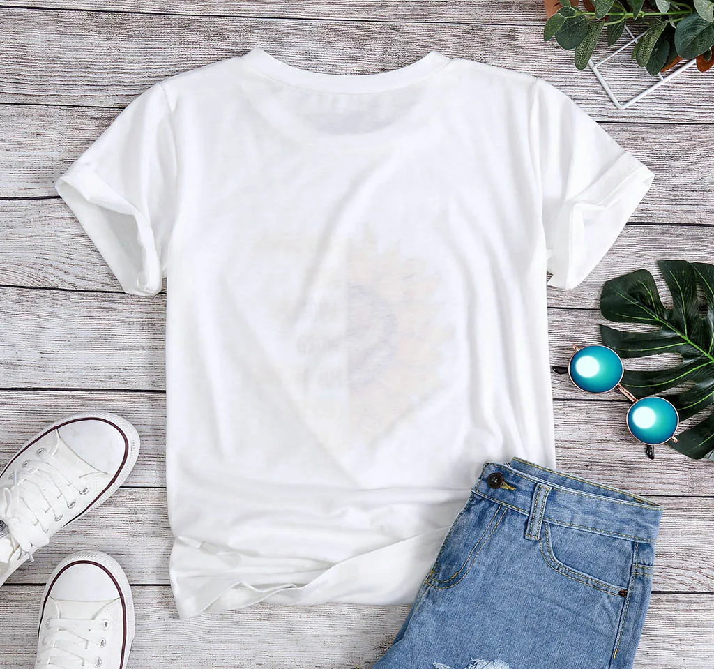 Модная женская летняя футболка с принтом подсолнуха Женская Повседневная