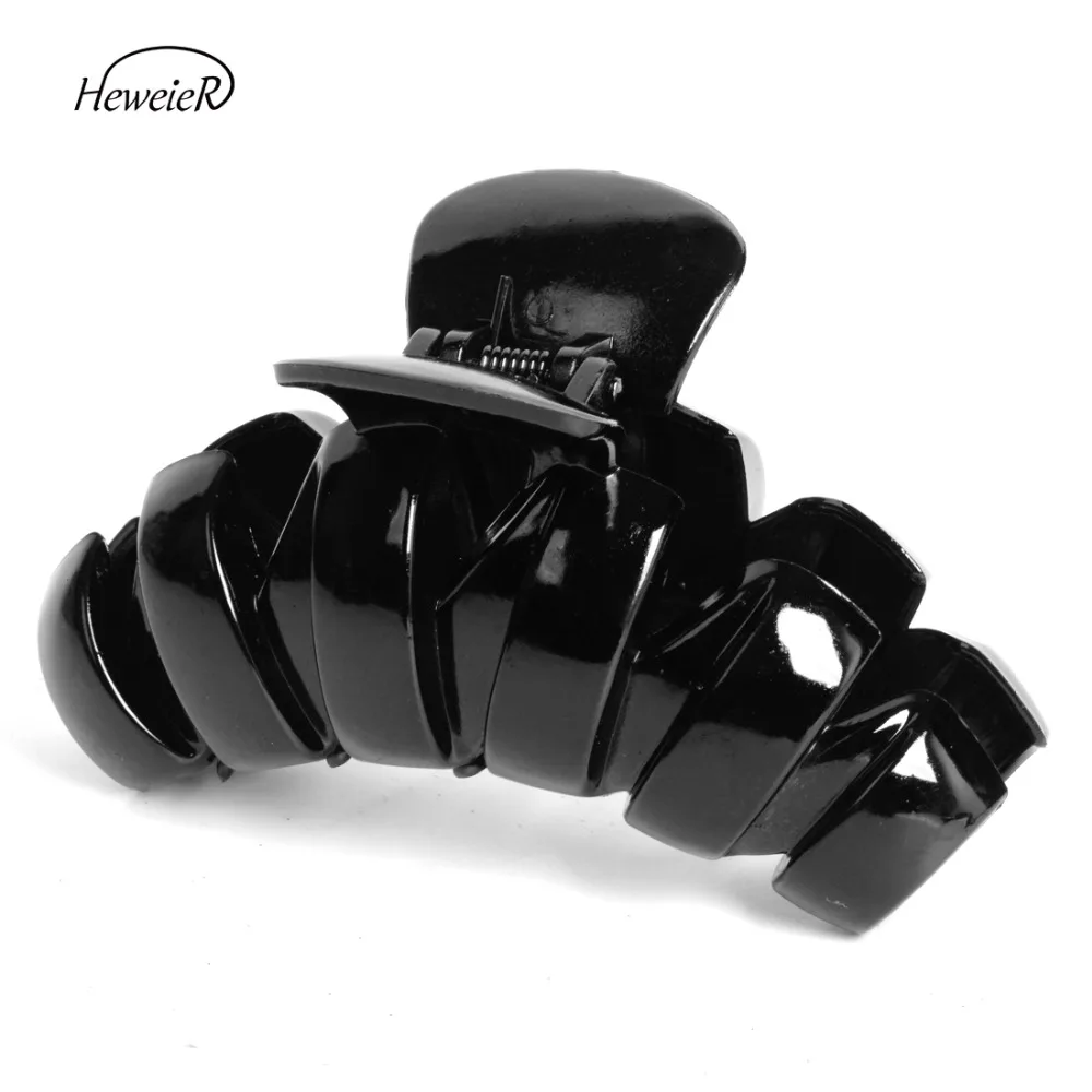 Женская большая черная пластиковая заколка для волос украшение зажим головной