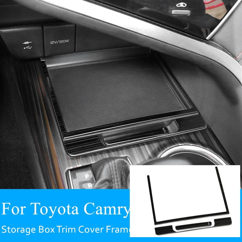 

For Toyota Camry 2017 2018 XV70 Car Internal Garnish Storage Box Trim Cover Frame Sticker Strips Decoration Car Styling 3pcs/set