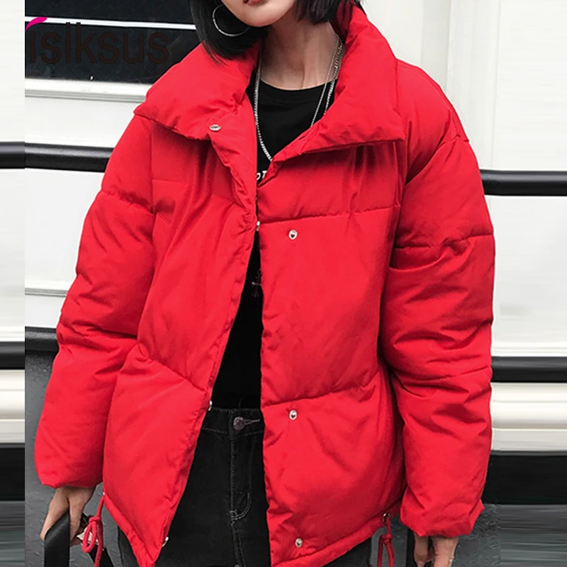 

isiksus Short Autumn Winter Jacket Women Snow Thick Down Parka Womens Coat Jackets Padded 2019 Casual Overcoat For Women WP032