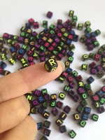 200 pcs neon rainbow colorful alphabet beads letter beads black cube beads puzzles diy loom bands bracelets jewelry toys 6x6mm