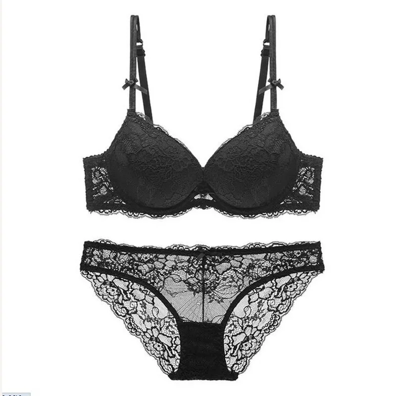 CR Sexy Lingerie Lace Bra Sets Women Padded 3/4 Cup Luxurious Push Up Brand Designer underwear WI468