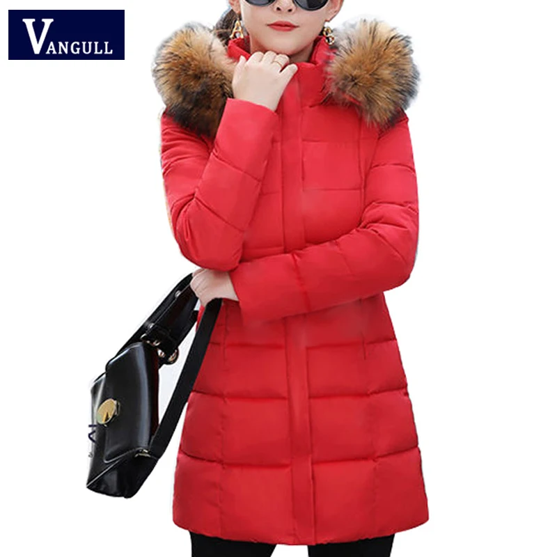 Женская парка с капюшоном Vangull теплая длинная куртка большого размера длинным