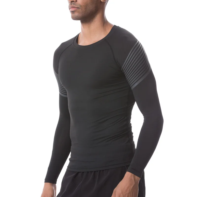 UABRAV Мужская Спортивная рубашка с полосками длинным рукавом спортивная одежда