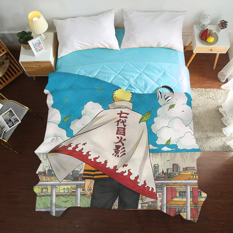 1pcs Japanese anime Quilt Summer Comforter Bedding Cotton Bed Spread Cover 3D Prints Cartoon Bedroom Decor Boys and girls Set | Дом и сад