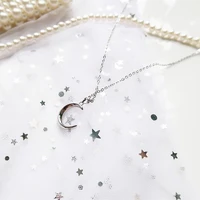 short glossy crescent moon s925 sterling silver necklace clavicle chain wild temperament gift for female
