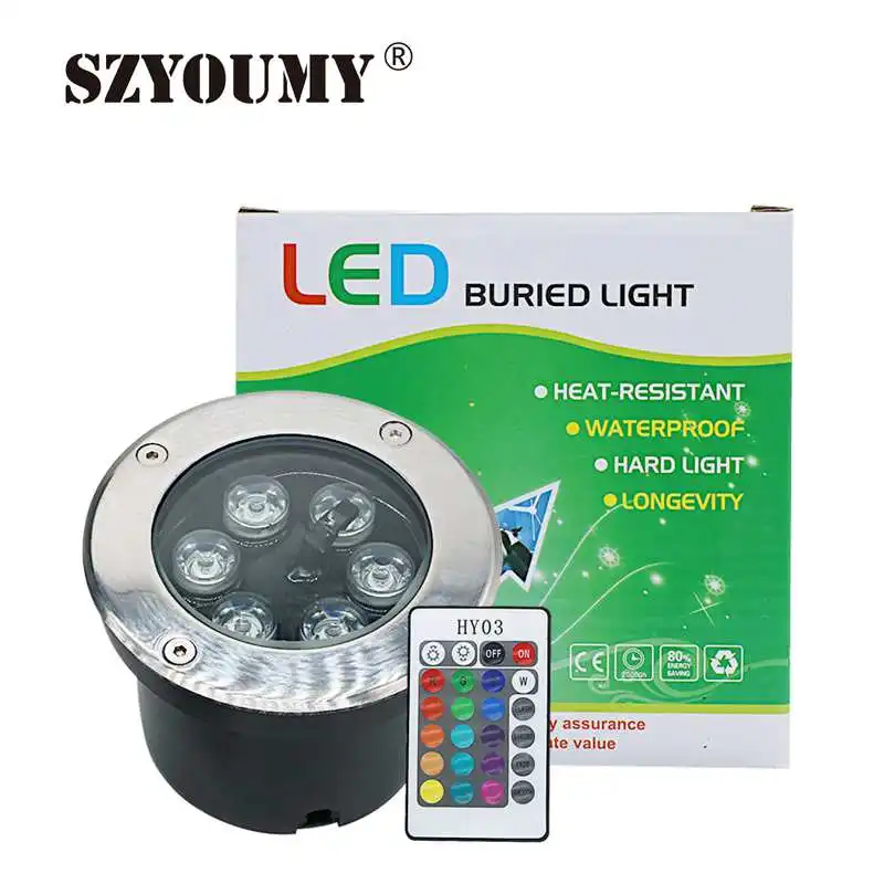 SZYOUMY 6 Вт RGB с контроллером LED напольный садовый Пол подземный светильник Точечный