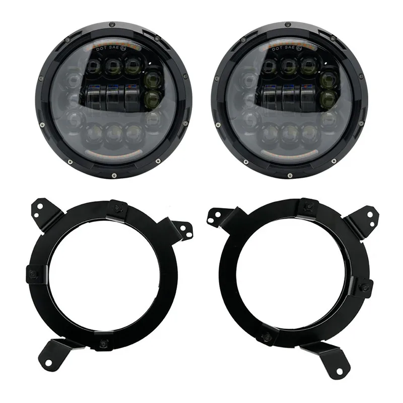 90W Headlight Black Светодиодный свет " дюймов 60 Вт светодиодный Замена Halo Белый DRL светодиодные фары с плотные отражатель для джип JL JT JL JLU налобный фонарь - Цвет: 90W Headlight Black